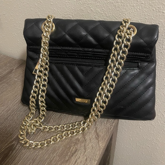 Aldo Bags Aldo Black Quilted Crossbody Bag With Adjustable Gold